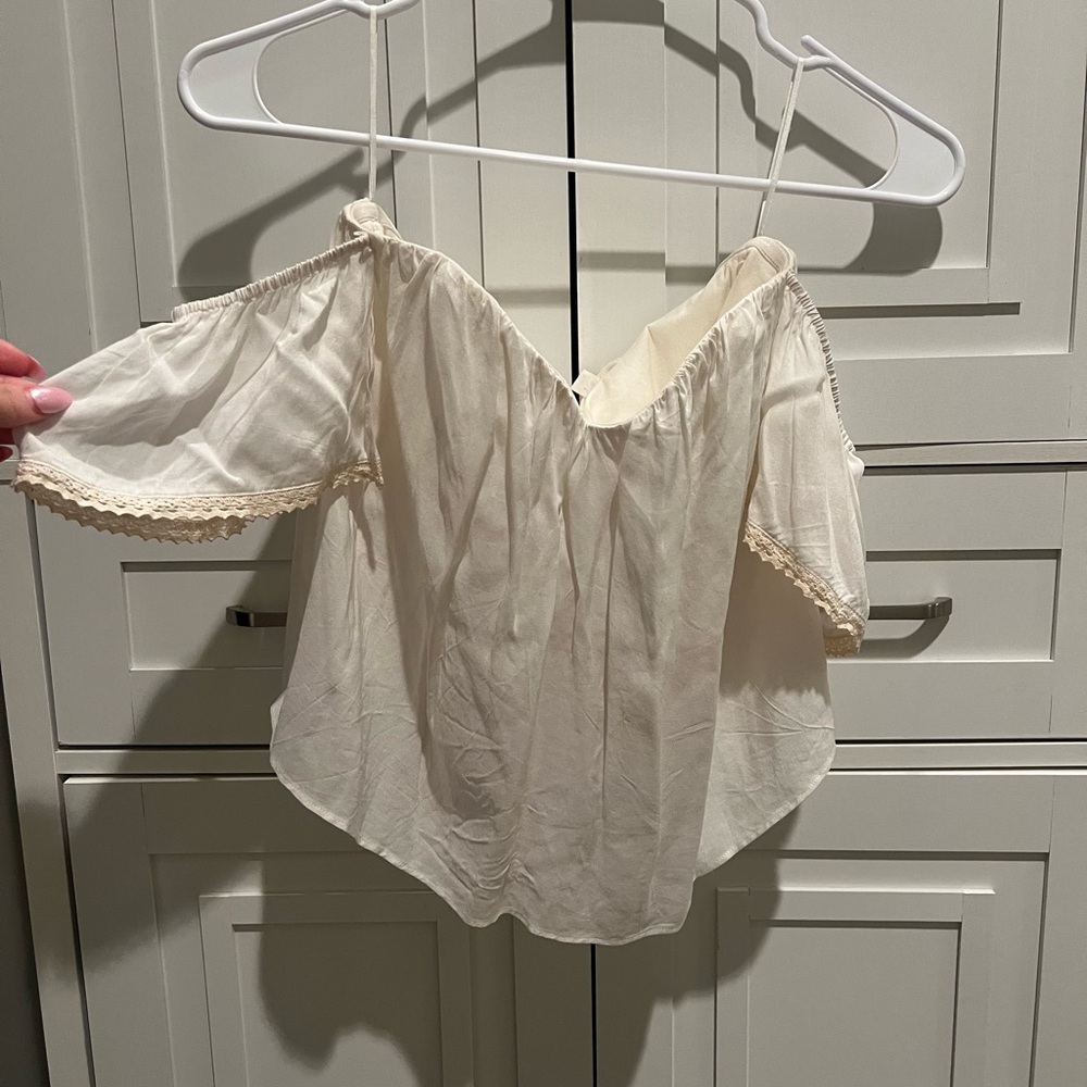 Cream Off-Shoulder Blouse Crop Top